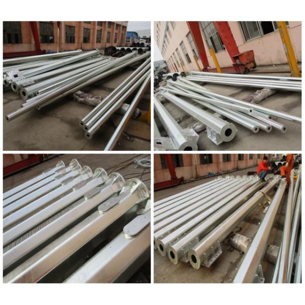 10m Galvanized Traffic Steel Light Poles With Durable / Single Arm , 600*600*20mm Baseplate