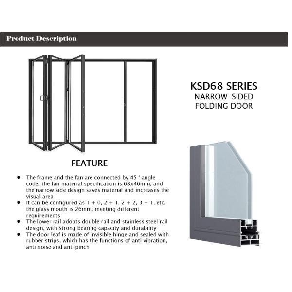 Narrow Sided Aluminum Folding Doors , Black Anodized Double Track Doors ISO45001