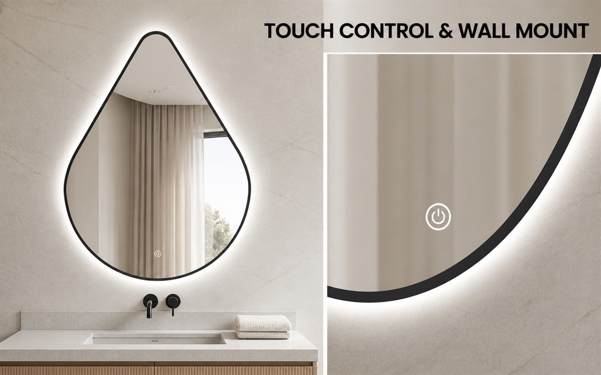 Teardrop Irregular LED Wall Mirror With Aluminum Alloy Frame