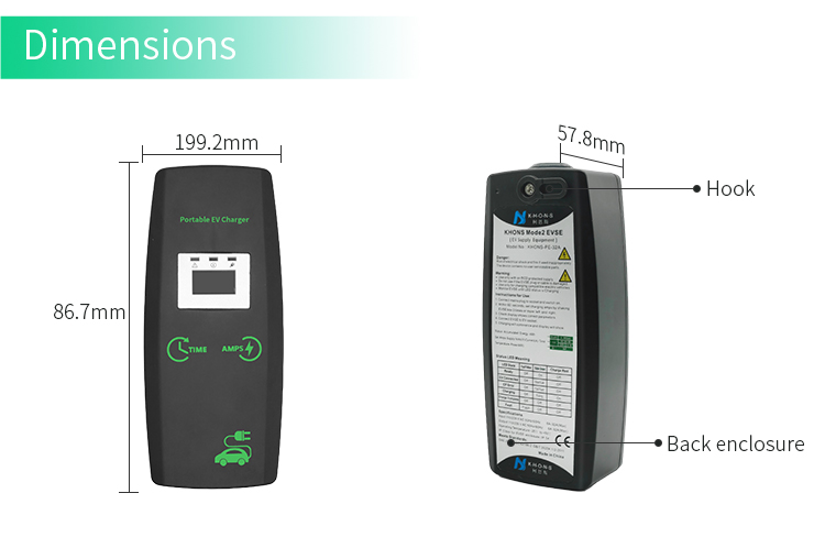 Стандарт участка 11KW Европы типа 2 16A/3 заряжателя портативной машинки EV модели 2