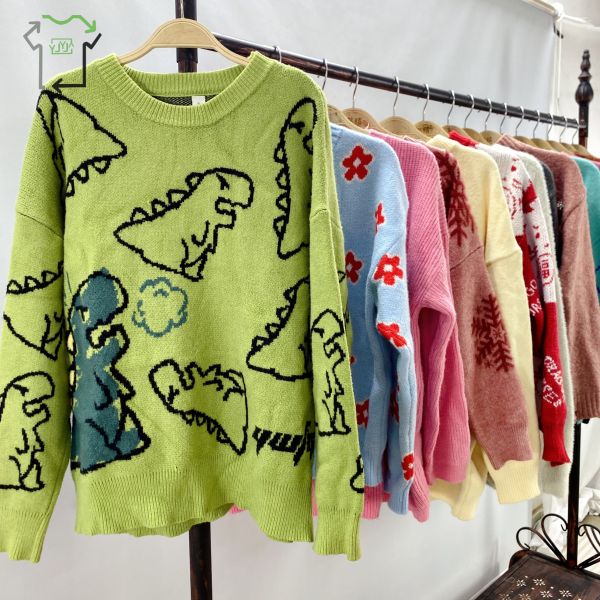 Fashionable Women's Second Hand Sweaters Winter Warm Used Casual Knit Sweater
