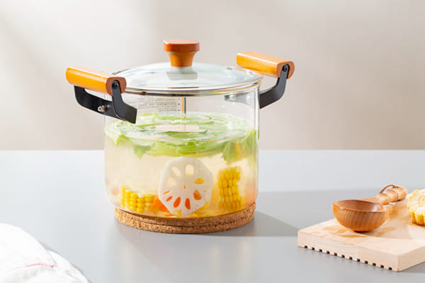 3.3L Clear Glass Kitchen Wares Saucepan Heat Resistant Glass Cookware Stovetop