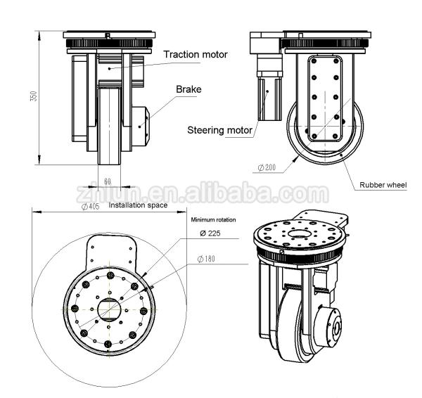 ZL-350 Curtis Programmer AGV Drive Wheel Sinolift Pneumatic Wheel Reach Dobot Recanvia