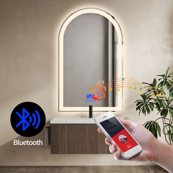 LED Light Backlit Arch Bathroom Mirror , Asymmetrical LED Bathroom Mirror