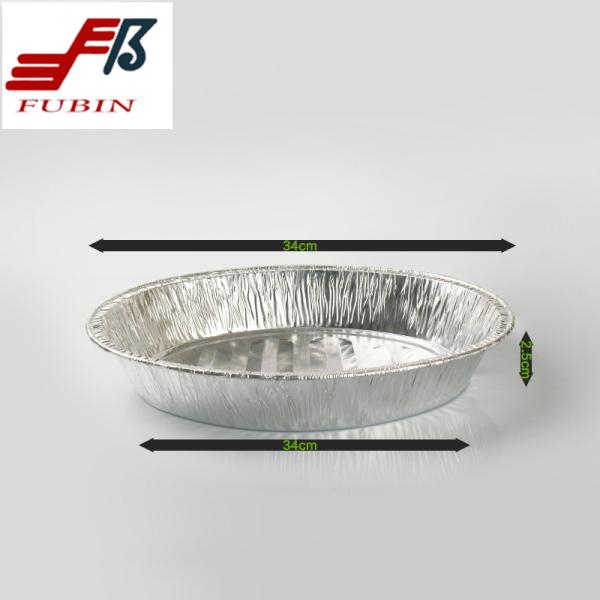 Biodegradable Alloy 8011 Silver Foil Baking Trays Dia 340mm