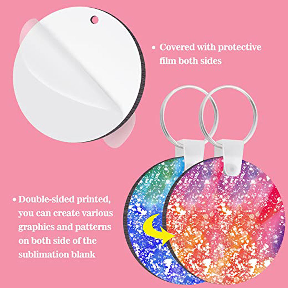 Double Side Blank Sublimation Mdf Key Chain Personalised Wooden Keyring Bag Decoration