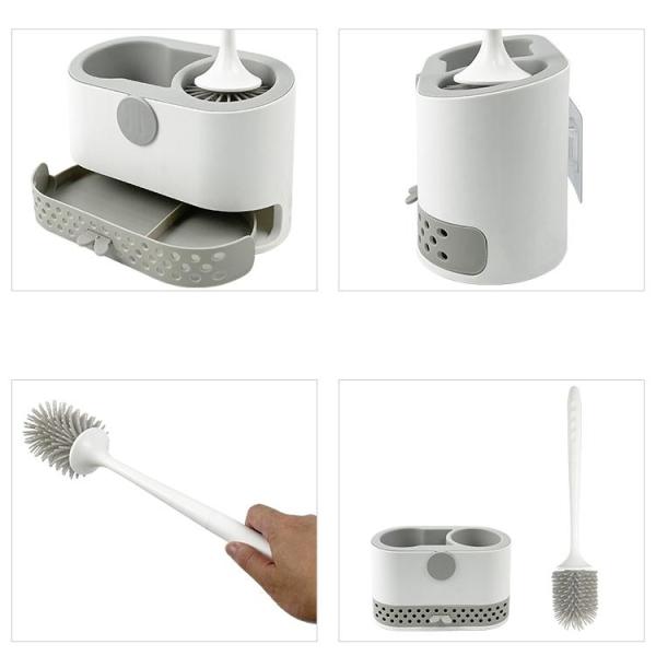 Silicone Head Tpr Toilet Bowl Cleaning Brush Set Wall Mounted Sustainable 230g