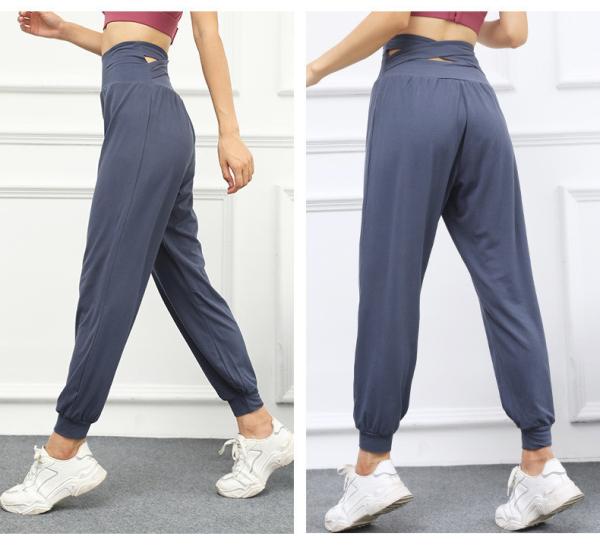                  Back Cross Sweatpants Women′s Loose Pants Girdle Feet Quick Dry Running Fitness Pants Fall Thin High-Waisted Yoga Pants             