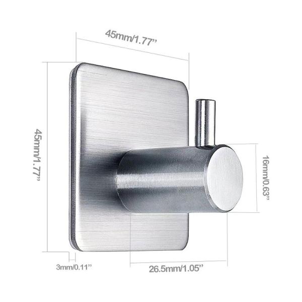 Durable and Waterproof Stainless Steel Adhesive Hooks for Bathroom and Kitchen