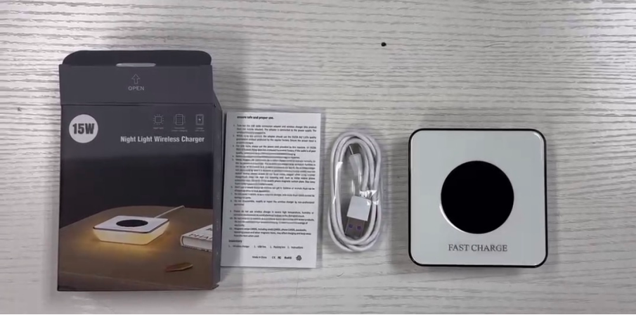 Fast Wireless Charger With LED Light For Samsung iPhone 5V/2A Input Night Light Mobile Phone Charger