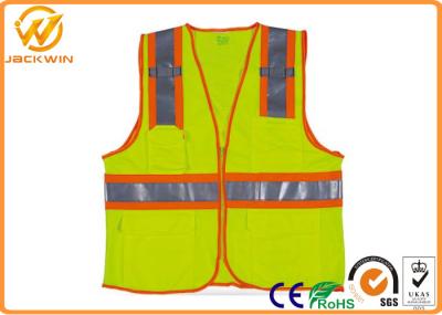 Mesh High Visibility Reflective Safety Vests , Construction Worker Safety Work Vest with Pockets 