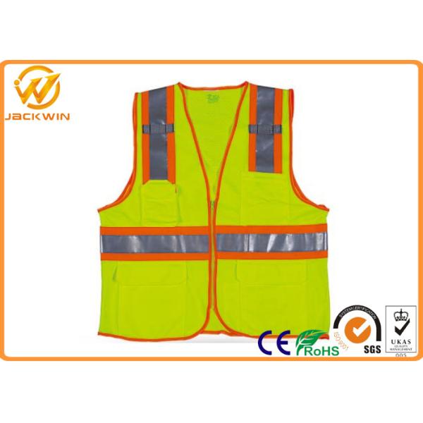 Mesh High Visibility Reflective Safety Vests , Construction Worker Safety Work