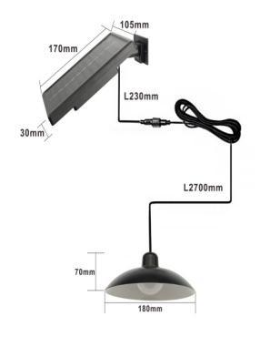 Classic Solar Hanging Light 1 light light φ18x7cm solar panel 17x10.5x3cm ABS Black 29pcs SMD 2835