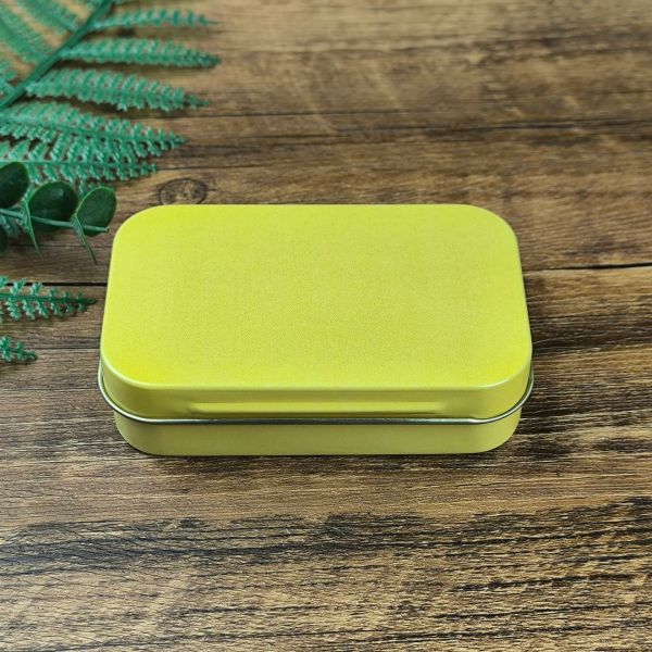 Rectangle Tinplate Cans Silver Black Colorful Option Hinged Metal Round Tin Box