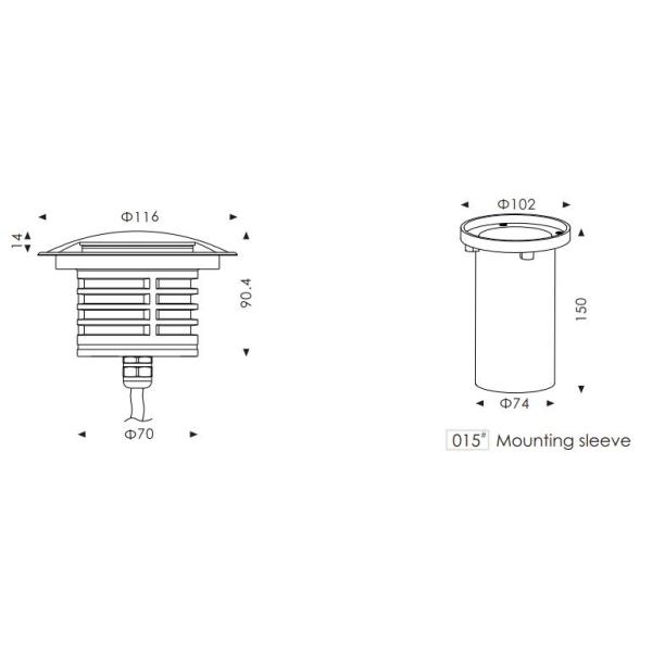 SUS316 16×2835 SMD LED Inground Light IP67 220-240VAC Underground