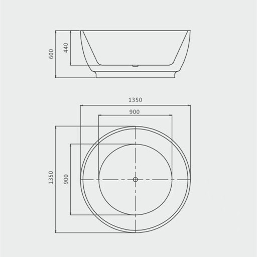 Circular Freestanding Bathtub with Narrow Rim Border and Bulk Loading Acrylic Material