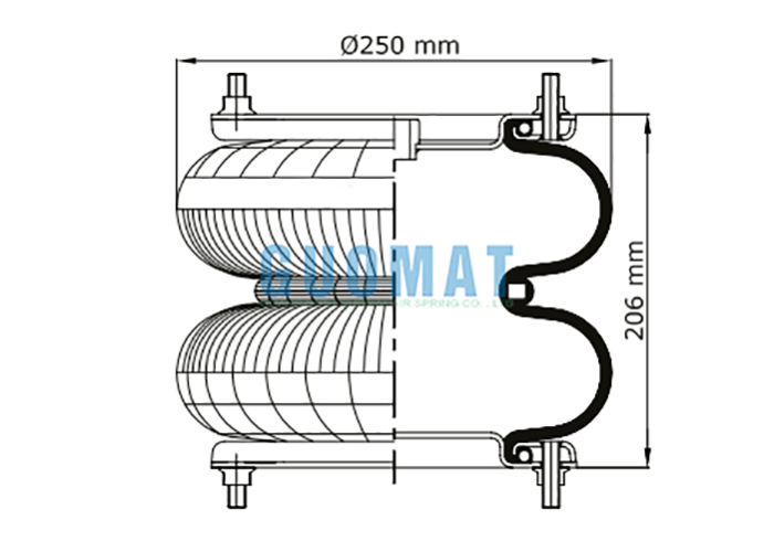 12''X2 Rubber Bellow Air Spring FD 412-18 1/2 M10 Contitech Pneumatic Shock Absorber 
