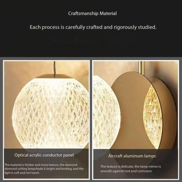 Modern Light Luxury Dragon Bead Restaurante Lámpara esférica Dormitorio Lámpara de pared Villa Escalera giratoria Lustrero Loft Lustrero compartido