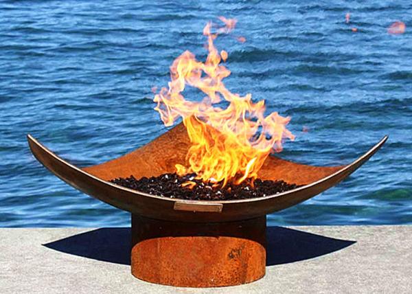 Bacias de fogo modernas de aço exteriores, grande altura de Corten do poço 50cm do fogo do metal