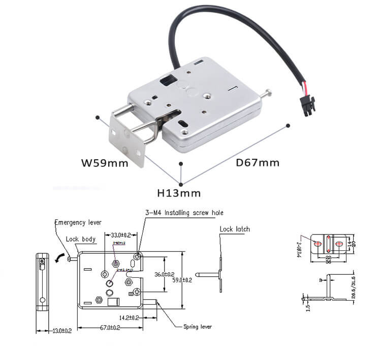 замок шкафа соленоида 12V 2.4A 28W для автоматов