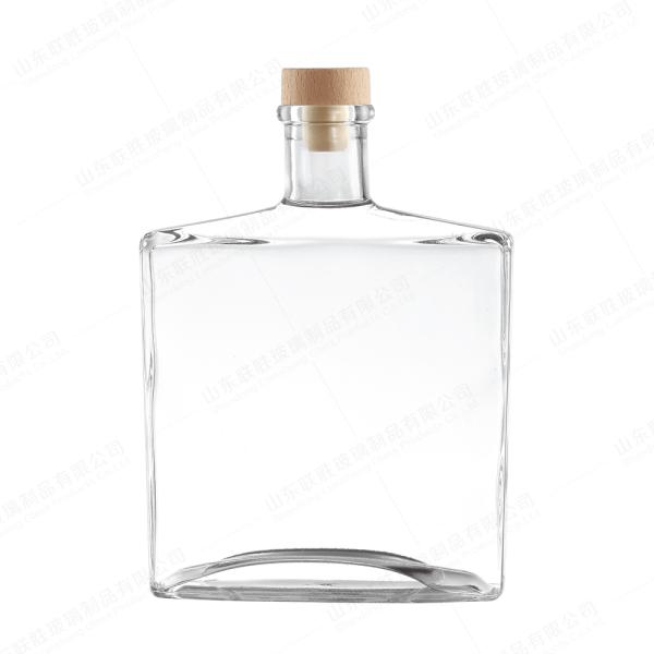 All Size 375ml 750ml 1000ml Flat Square Vodka Glass Whiskey Wine Bottle with Cork
