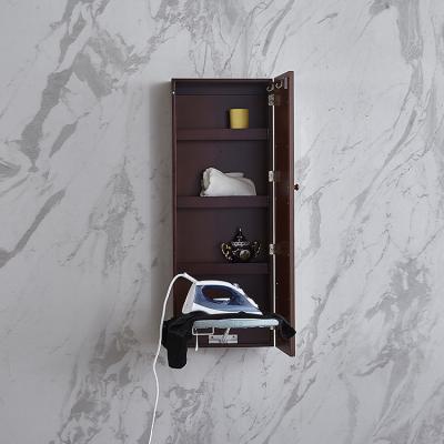NC Painted 3mm Mirror Brown Wooden Built In Wall Ironing Board