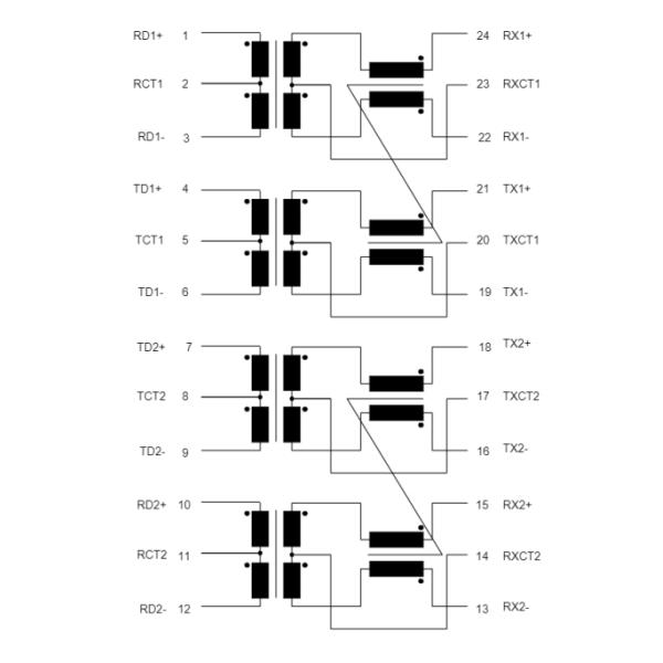 1000BASE-T módulos de transformador de montaje de superficie Lan Tipo SOP-24 Cruce a 749013021
