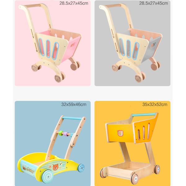 Children's Double Deck Wooden Toy Shopping Trolley