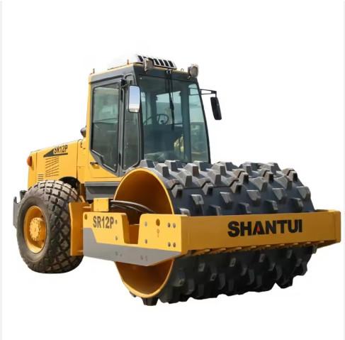 Yellow road rolling construction vehicleShantui SR12P-5 Single Drum 10ton Compactor Vibratory Mini Road Roller