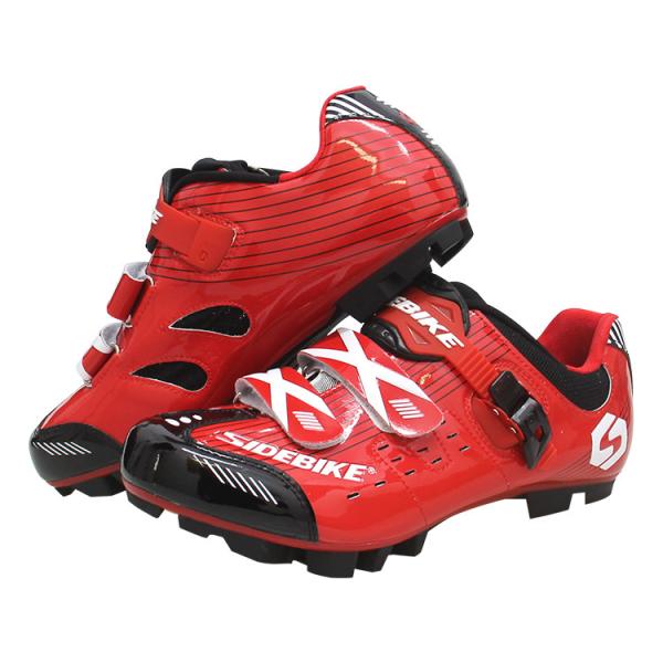 Red Mountain Bike Shoes , Reinforced Toe Cup Design Mtb Bicycle Sneakerrs