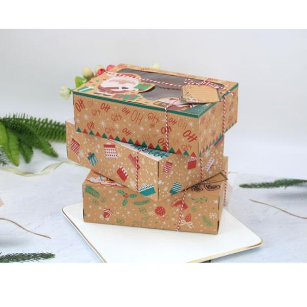 boîte 22*15*7cm à sucrerie de cadeau de fenêtre ouverte de PVC de Noël de papier de 250g emballage