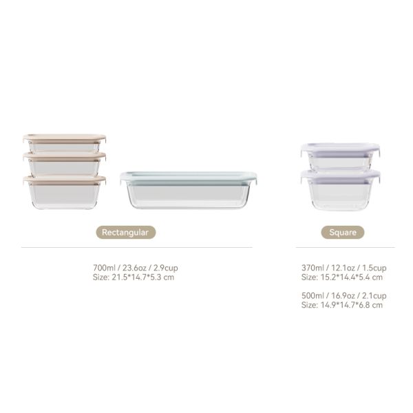 Customized logo durable freezer to oven borosilicate glass food storage container with Space-saving design for home goods store