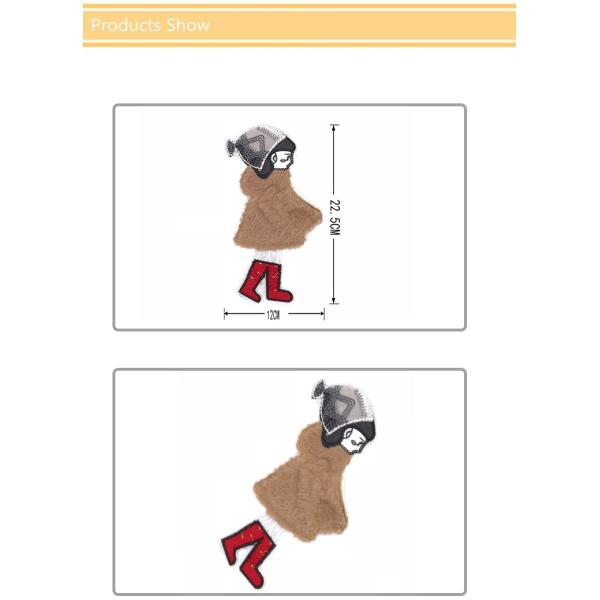 Brown Coat Little Girl Sew On Embroidered Patches 22.5 * 12CM Size towel Material