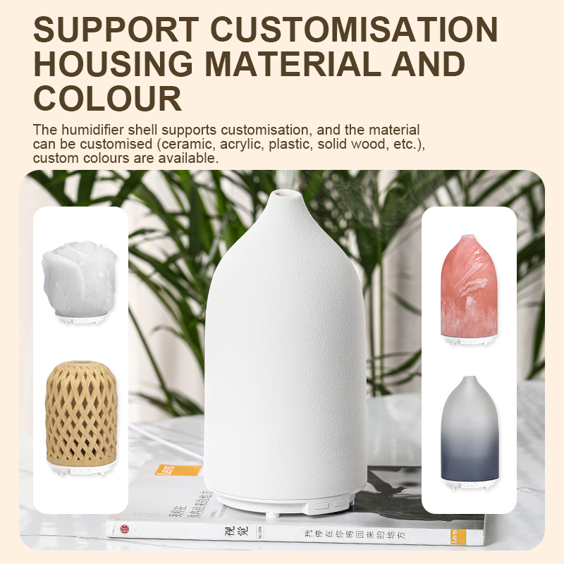 Ceramic Shell Aroma Diffuser with 3 Spray Modes, 2/4/8H Timer LED Indicator, Warm Yellow & 7-Color LED Lights