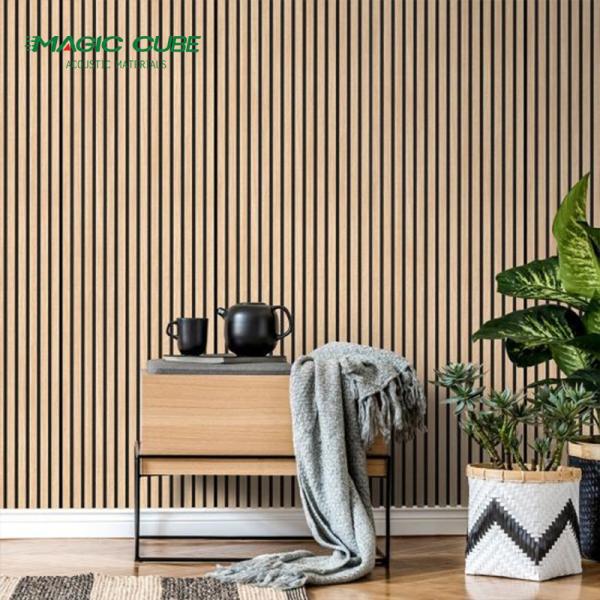 High Performance Wood Slat Acoustic Panels For Living Room Eco Friendly