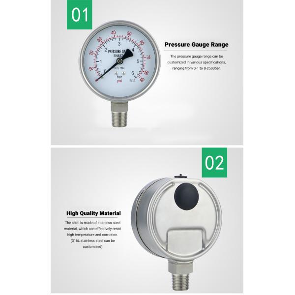 ZG1/2 Thread Y100BF Pressure Gauge 400bar 1.6% 2.5% Gas Manometer with 100mm Diameter