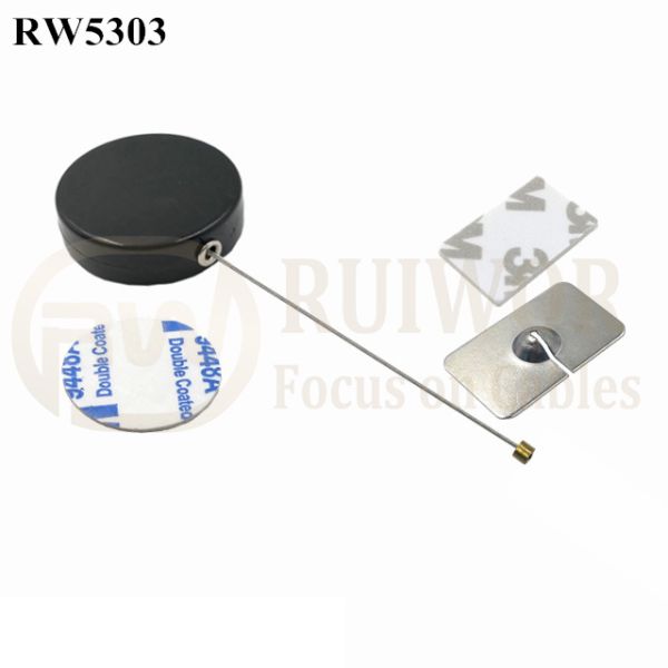 RW5303 Round Security Display Tether Plus 35X22mm Rectangular Adhesive Metal Plate