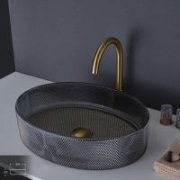 Style italien Luxe évier en verre de cristal salle de bain comptoir haut de coloriage Diamond Vaisseau d'art Vase à laver en verre trempé pour la maison de l'hôtel