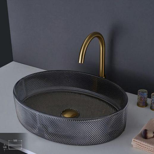 Italy Style Luxury Crystal Glass Sink Bathroom Counter top Colorful Diamond Vessel Art Tempered Glass Wash Basin for Hotel Home