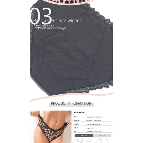 Leopard Washable Leak Proof Underwear Knitted High Absorbency Period Pants