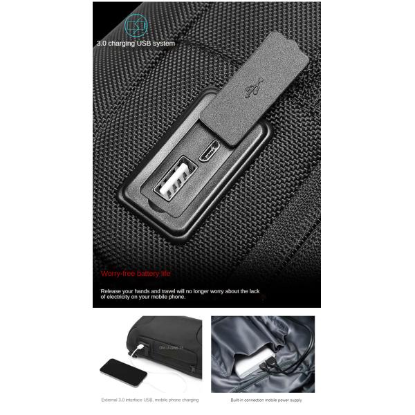 Anti Theft Crossbody Sling Bag Cross Shoulder Sling Bag USB Men Chest Bag