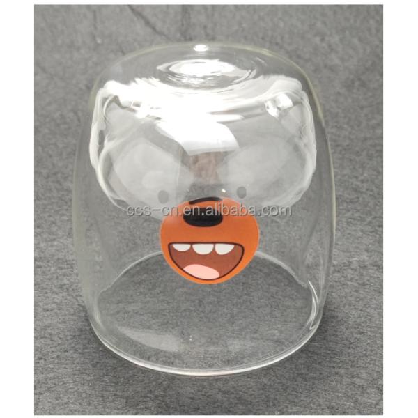 Высокие боросиликатные кружки молока Кружки чая Изолированная кружка кофе медведя двойной стены стеклянная