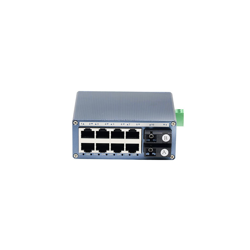 Industrial Mini Gigabit Fiber Ethernet Switch 2 Fiber 8 RJ45 Ports 1000Mbps