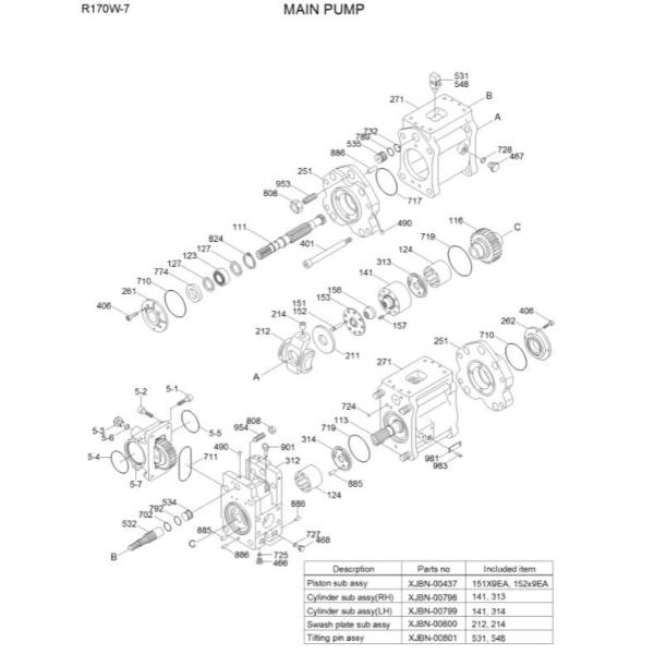 31N5-15010 K5V80DTP Hyundai Excavator Hydraulic Pump For R170W-7 Wheel Excavator 31N5-15010 K5V80DTP Hyundai Hydraulic Pump For R170W-7 Wheel Excavator