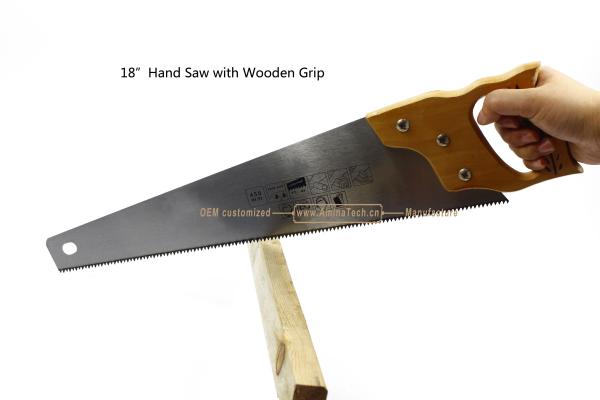 Aminatech 18”Hand Saw with Wooden Grip,Cutting Wood,Pruning the Garden