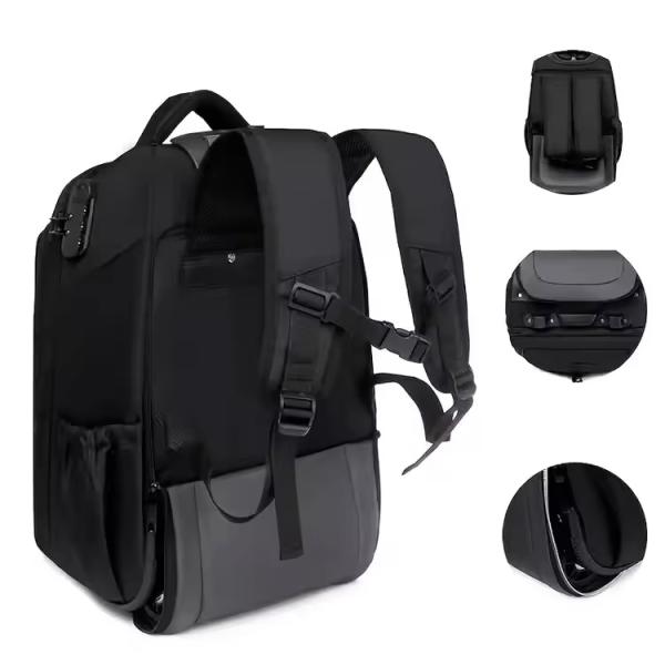 Customized Logo Men's Travel Trolley Backpack with Wheels and Anti-Theft Protection