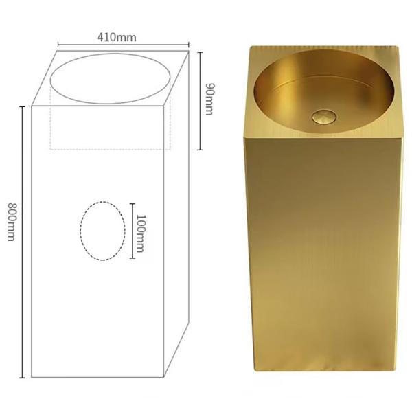Multi Colors Stainless Steel Hand Wash Sink Freestanding Square Column Shape