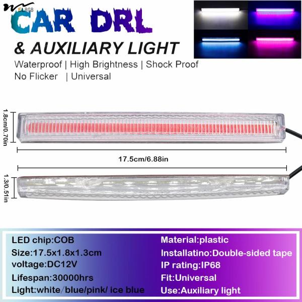 Lámpara de decoración de automóviles DRL Universal Super Bright Lámparas LED a prueba de agua COB LED de automóviles luz de niebla azul