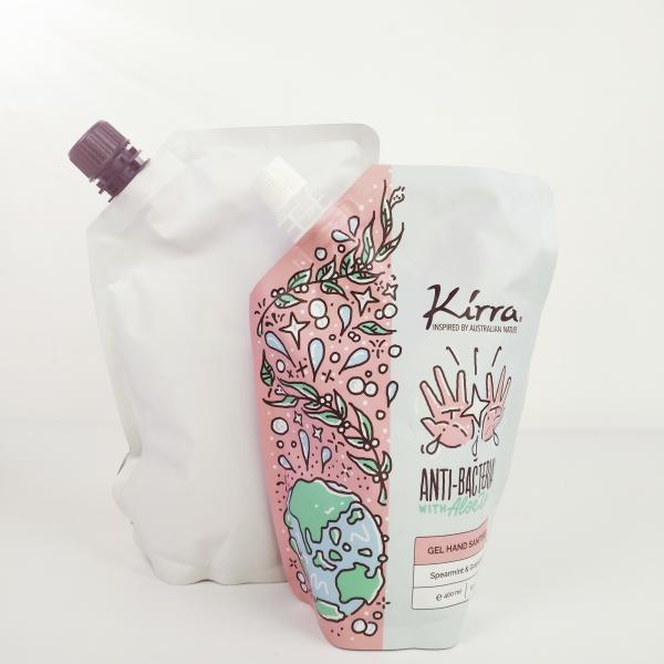 Embalagens industriais de alimentos com saquetes de papel de prata para sacos de esfregar corpo em pé