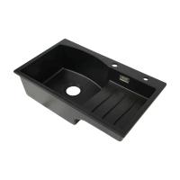 Évier de cuisine en pierre de quartz rectangulaire d'acier inoxydable de 2 trous 3-1/2 »